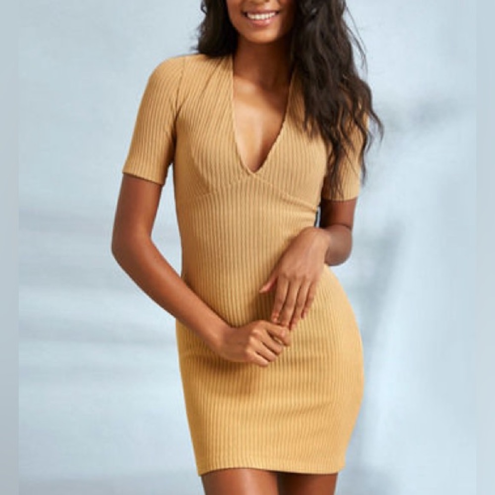Forever 21 ribbed tan dress